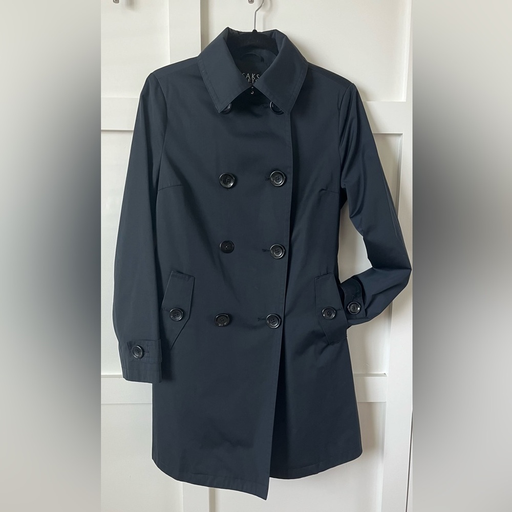 Saks Fifth Avenue Black Rain Coat M